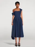 Asymmetric Poplin Midi Dress