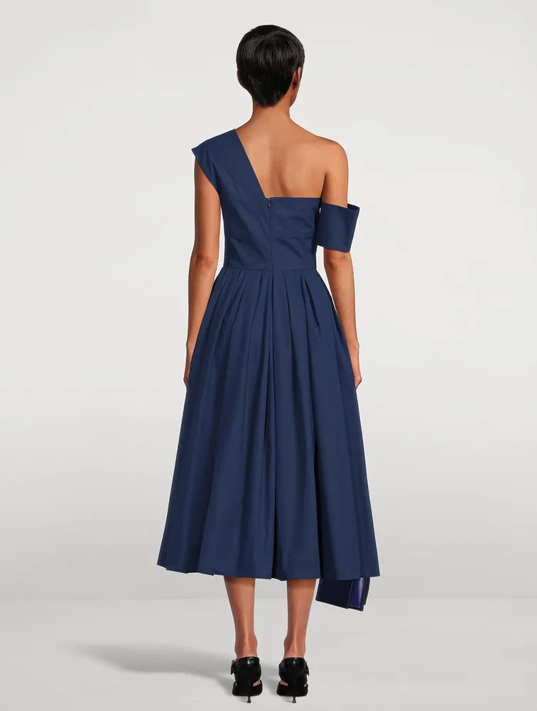 Asymmetric Poplin Midi Dress