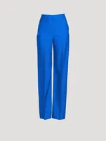 High-Waisted Wide-Leg Wool Trousers