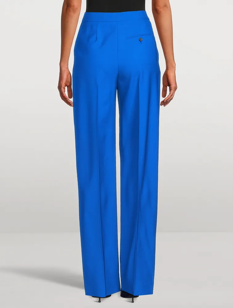 High-Waisted Wide-Leg Wool Trousers