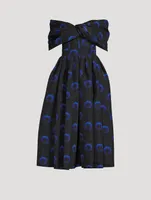 Off-The-Shoulder Polyfaille Dress Iris Print