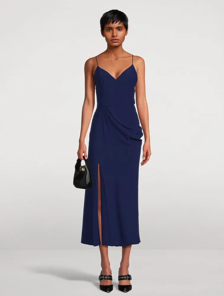 Draped Leaf Crepe Gown