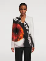 Double-Breasted Blazer Iris Print