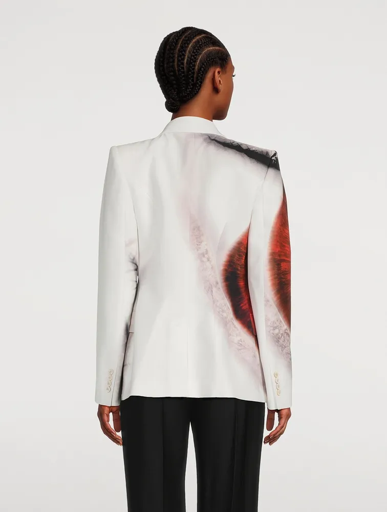 Double-Breasted Blazer Iris Print