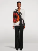 Double-Breasted Blazer Iris Print
