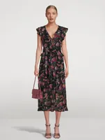 Paradis Silk Midi Dress Floral Print