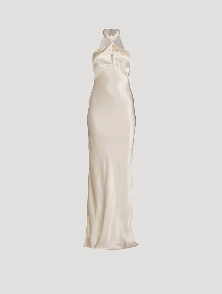 La Lune Satin Halter Gown