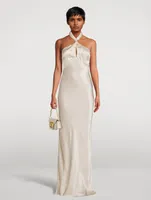 La Lune Satin Halter Gown