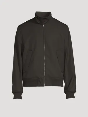 Wool-Blend Twill Bomber Jacket