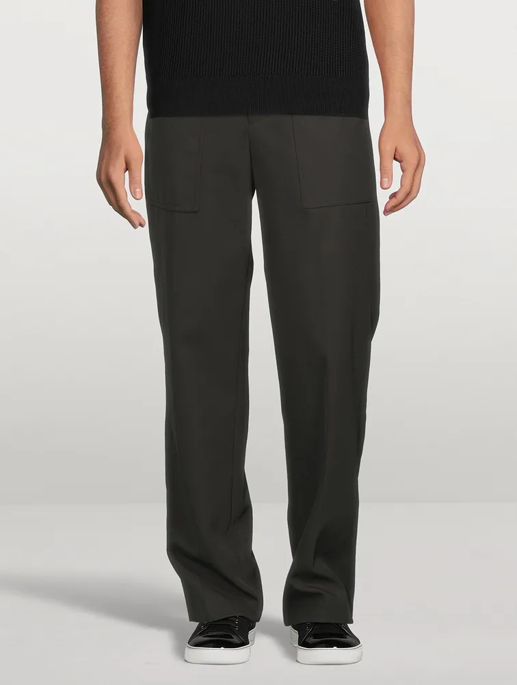 Wool-Blend Twill Pants