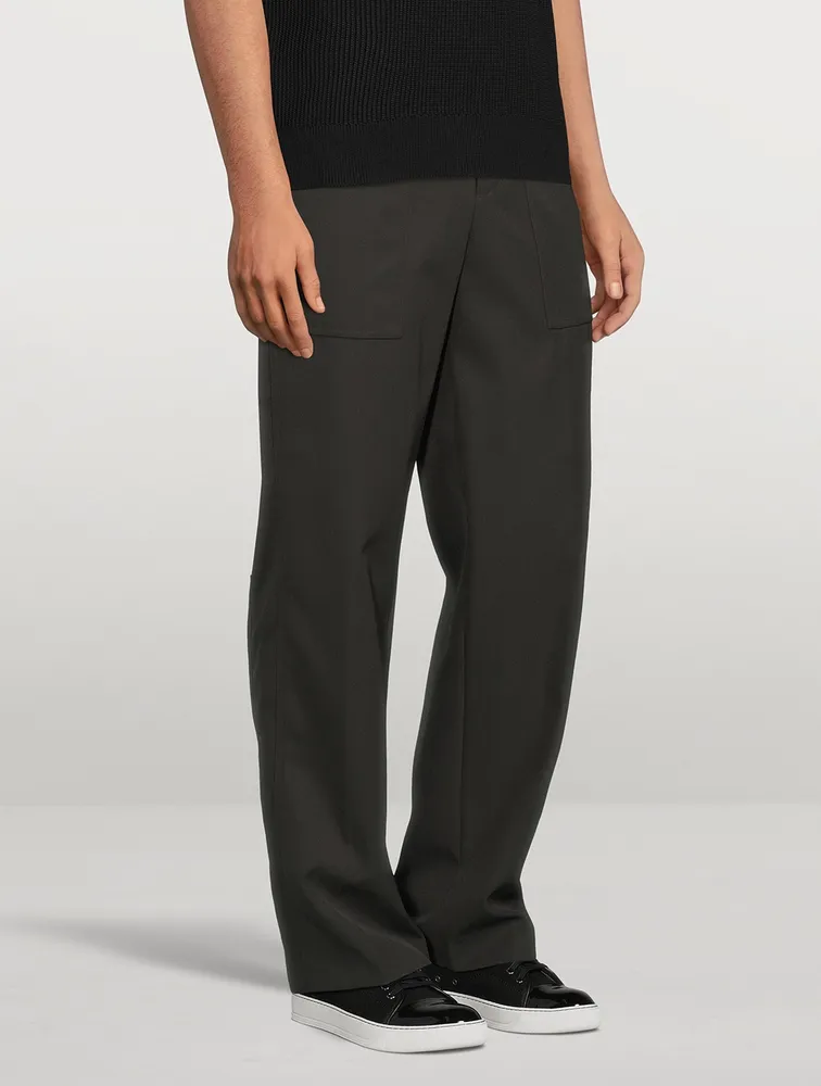 Wool-Blend Twill Pants