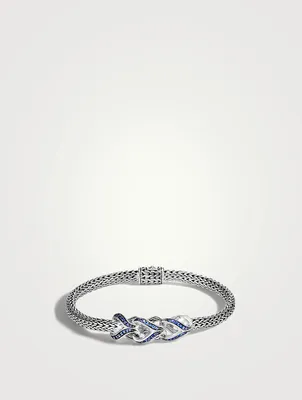 Sterling Silver And Blue Sapphire Classic Chain Asli Bracelet