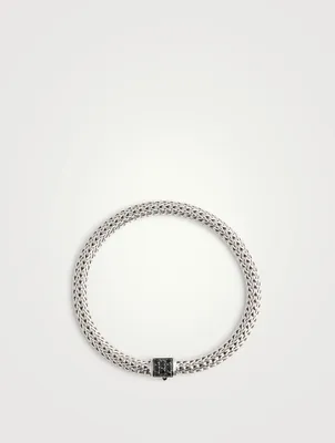 Classic Chain Silver Bracelet With Black Sapphire