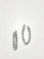 Carved Chain Small Oval Hoop Earrings