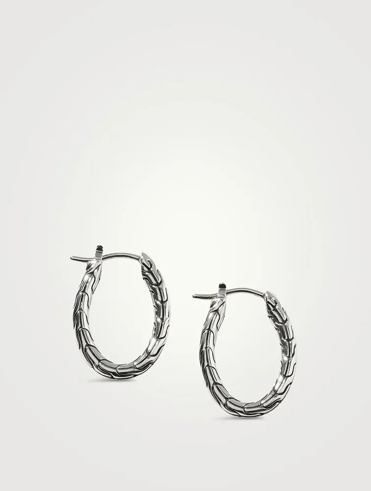 Carved Chain Small Oval Hoop Earrings