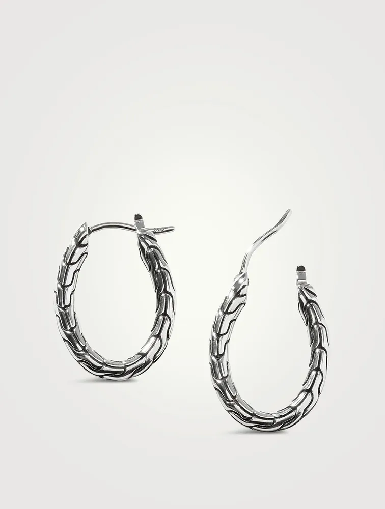 Carved Chain Small Oval Hoop Earrings