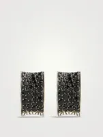 Carved Chain Pavé J Hoop Earrings