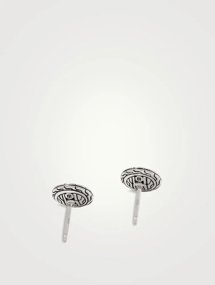 Carved Chain Stud Earrings
