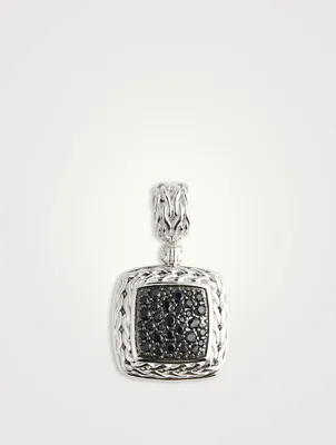 Classic Chain Silver Pendant With Black Sapphire