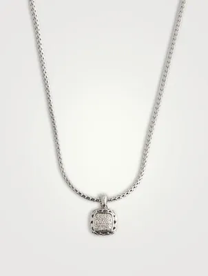 Classic Chain Silver Enhancer Necklace With Pavé Diamonds