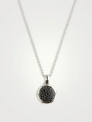 Sterling Silver And Black Sapphire Bamboo Pendant Necklace