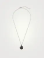 Sterling Silver And Black Sapphire Bamboo Pendant Necklace