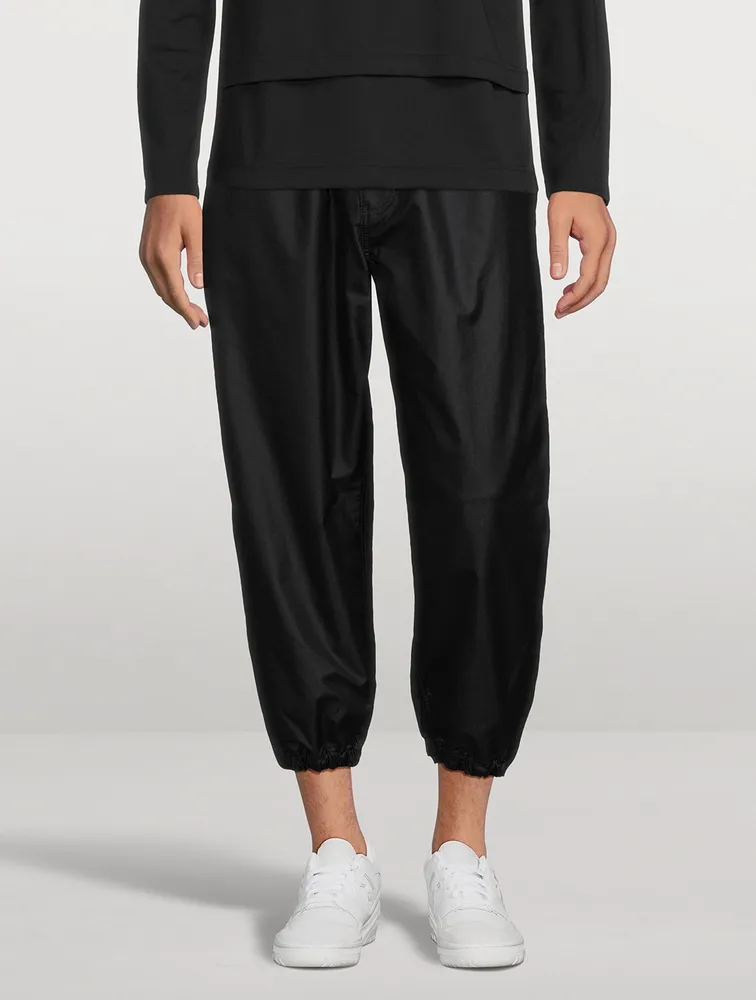 Coated Drawstring Relaxed Pants