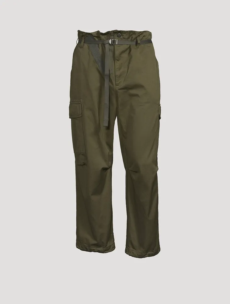Cotton Straight-Leg Cargo Pants With Belt