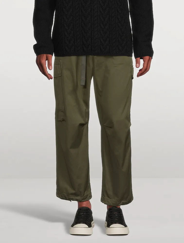 Cotton Straight-Leg Cargo Pants With Belt