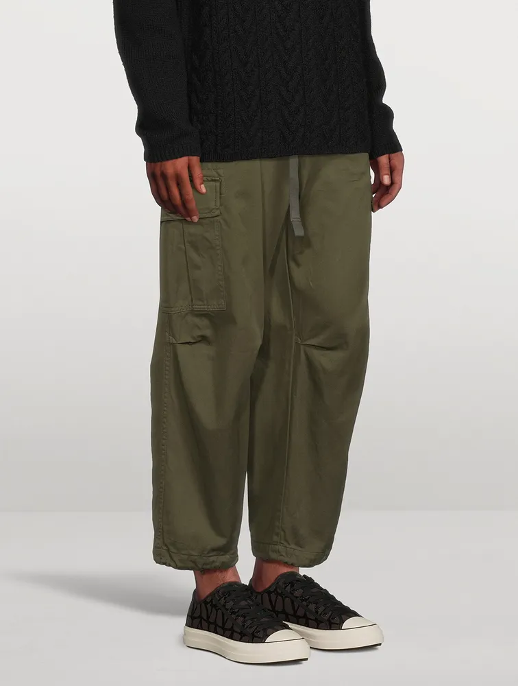 Cotton Straight-Leg Cargo Pants With Belt