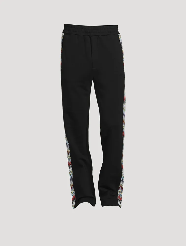 Cotton Fleece Pants With Chevron Insert