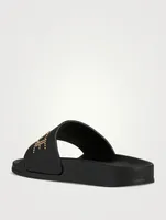 Leather Studded Logo Pool Slide Sandals