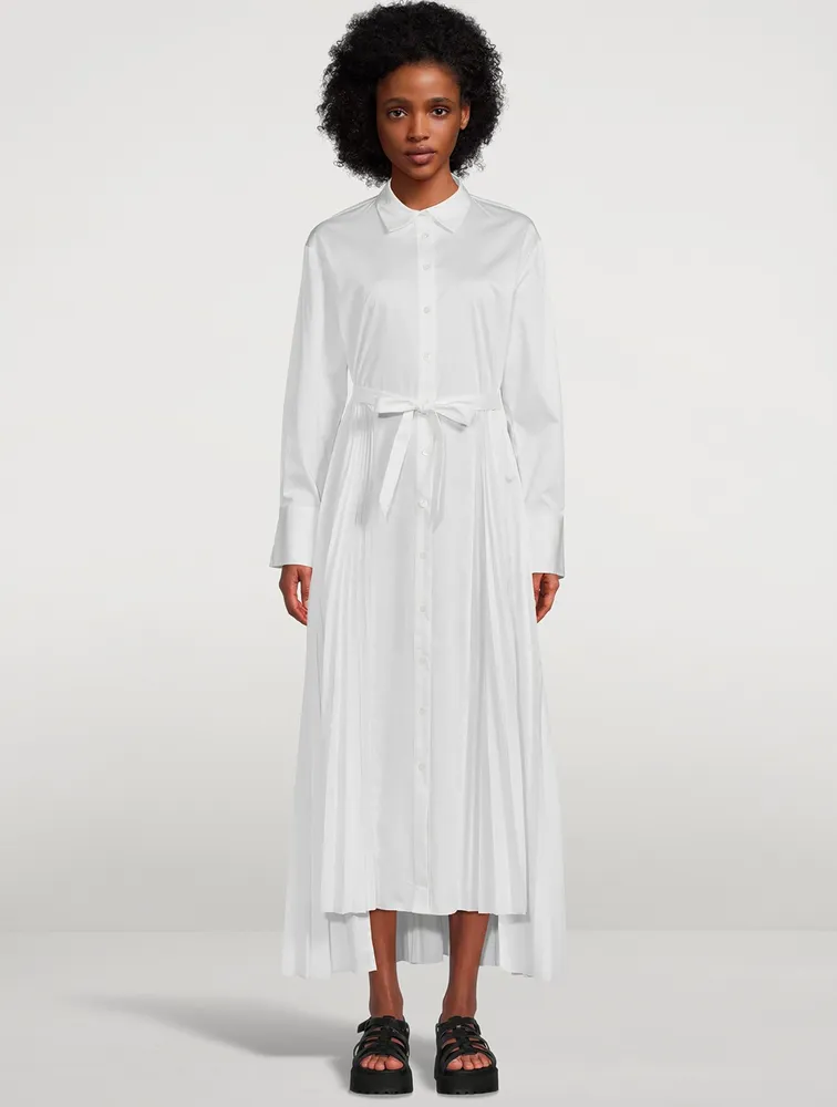 Pleated Inset Maxi Shirt Dress