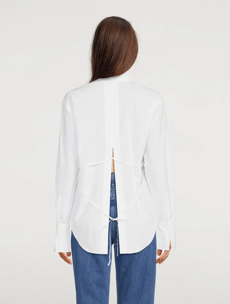 Slit Back Waist Tie Shirt