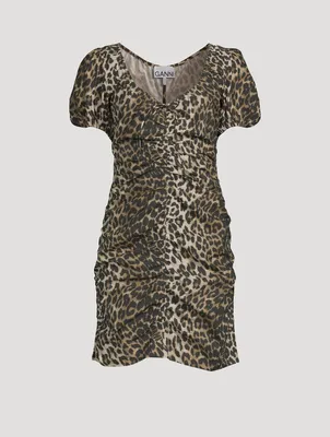 Poplin Mini Dress Leopard Print