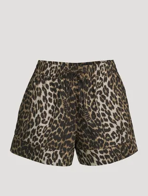 Poplin Shorts Leopard Print