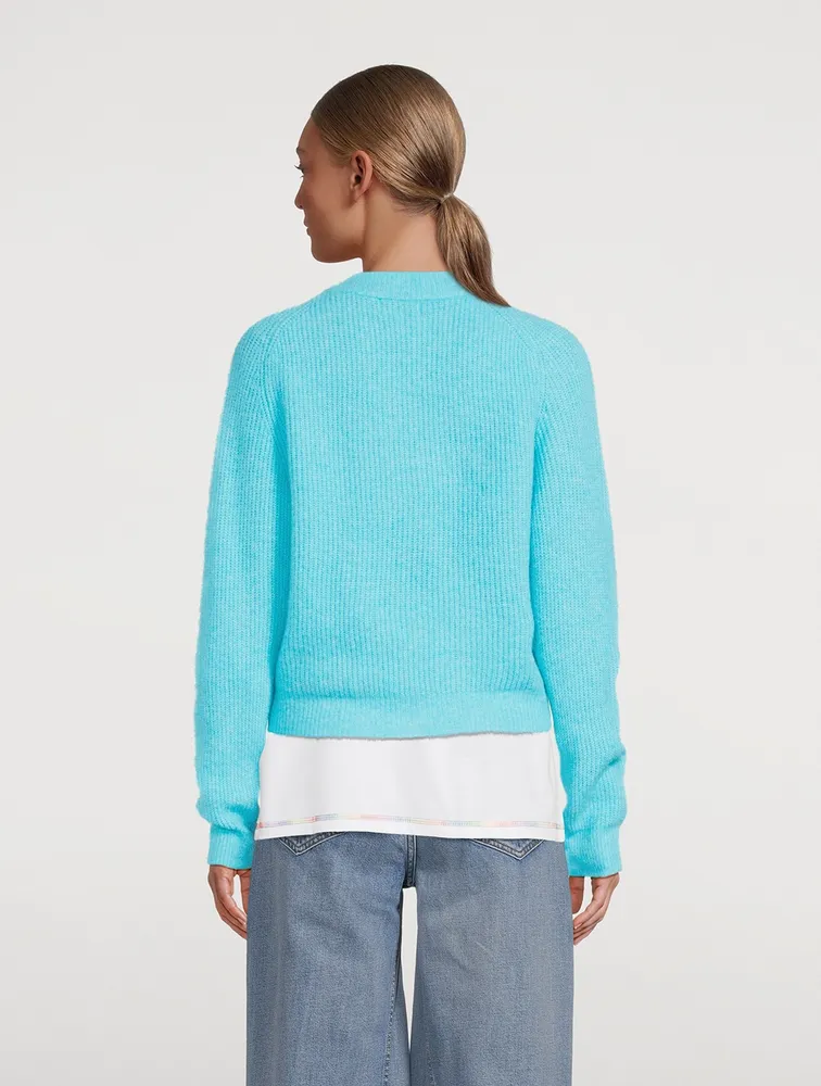 Soft Knit Cardigan With Crystal Buttons