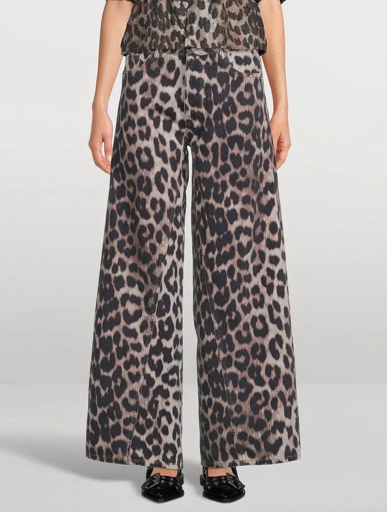 Jozey Wide-Leg Jeans Leopard Print