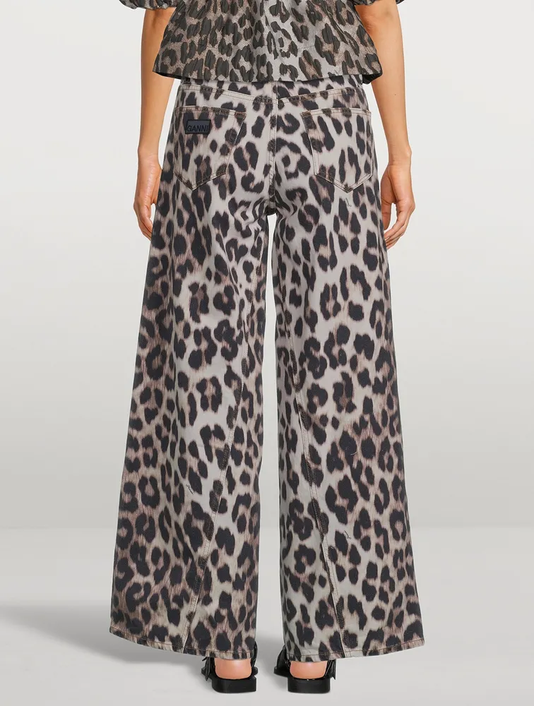 Jozey Wide-Leg Jeans Leopard Print