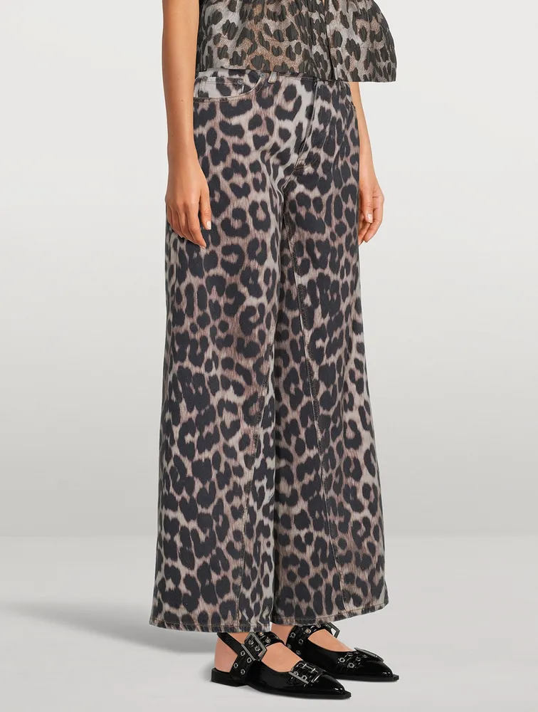 Jozey Wide-Leg Jeans Leopard Print