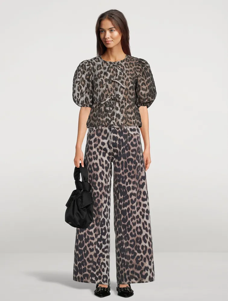 Jozey Wide-Leg Jeans Leopard Print