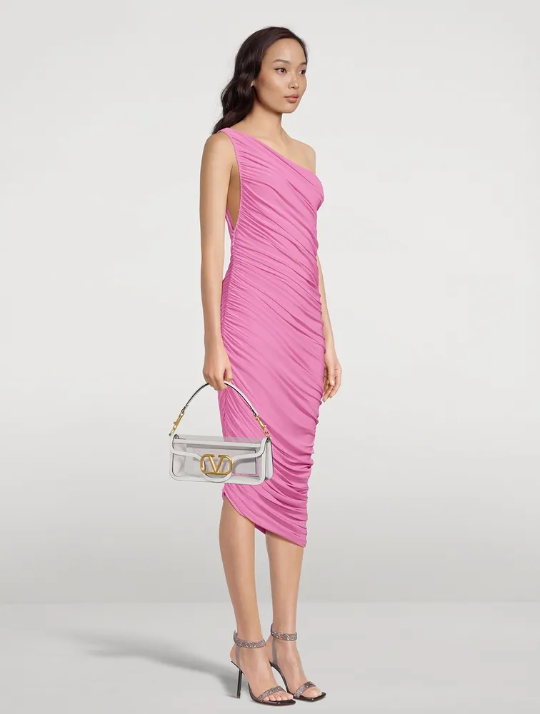 Diana One-Shoulder Shirred Midi Dress