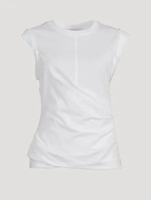 Rolled-Sleeve Draped Jersey T-Shirt