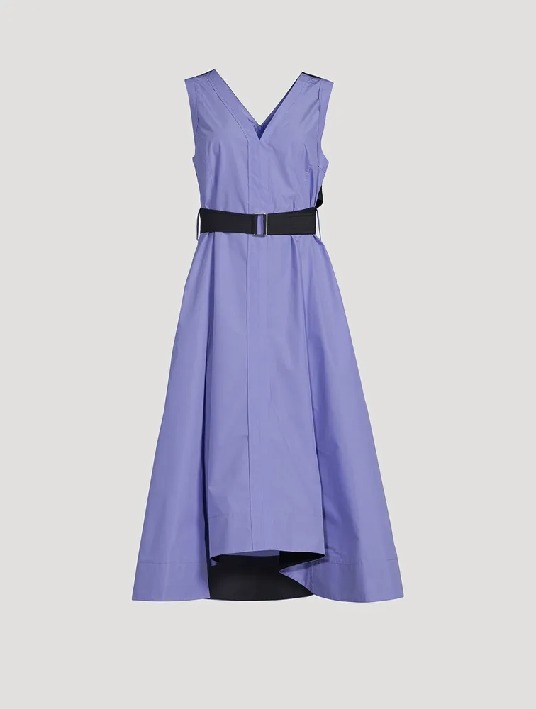 Belted Poplin Midi Dress