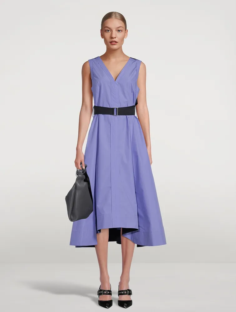 Belted Poplin Midi Dress