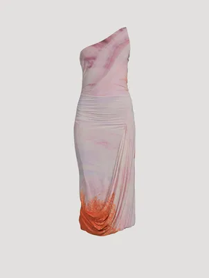 Havana One-Shoulder Dress Marble Print