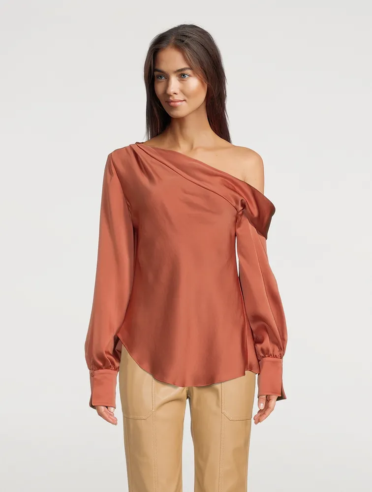 Alice One-Shoulder Satin Blouse