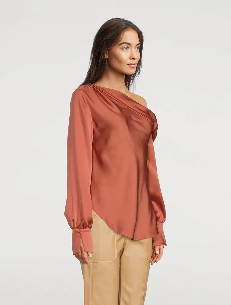 Alice One-Shoulder Satin Blouse