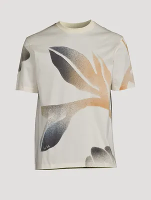 Cotton T-Shirt Leaf Print