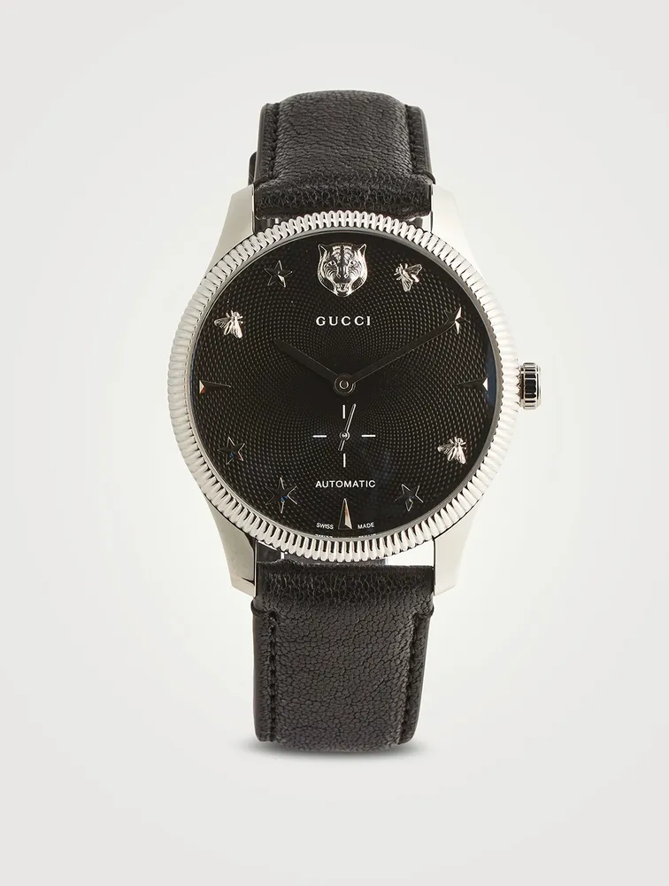 G-Timeless Slim Leather Strap Watch